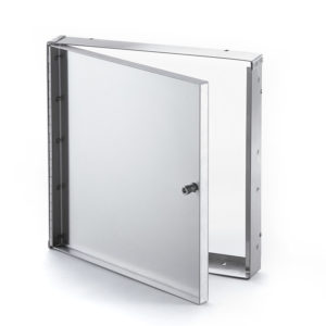 AHA-SS-00- Recessed Stainless Steel Access Door without Flange. Allen hex head operated cam latch. Piano hinge.