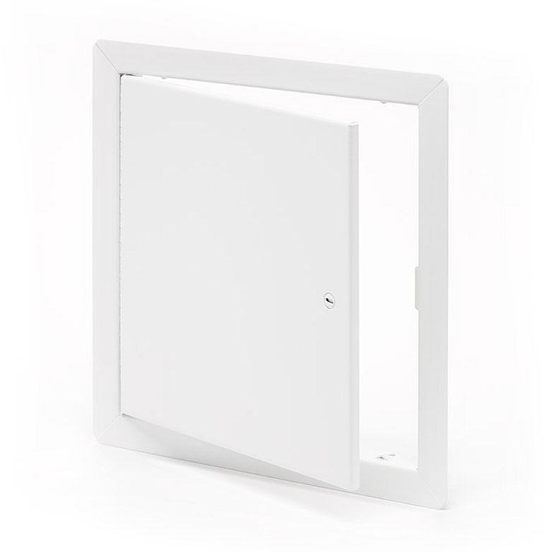 AHD-110- Flush Universal Access Door with Exposed Flange. Screwdriver-operated cam latch. Piano hinge.
