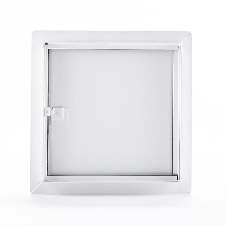 AHD-60-110- Flush Universal Access Door with Exposed Flange. Screwdriver-operated cam latch. Piano hinge. Gasket