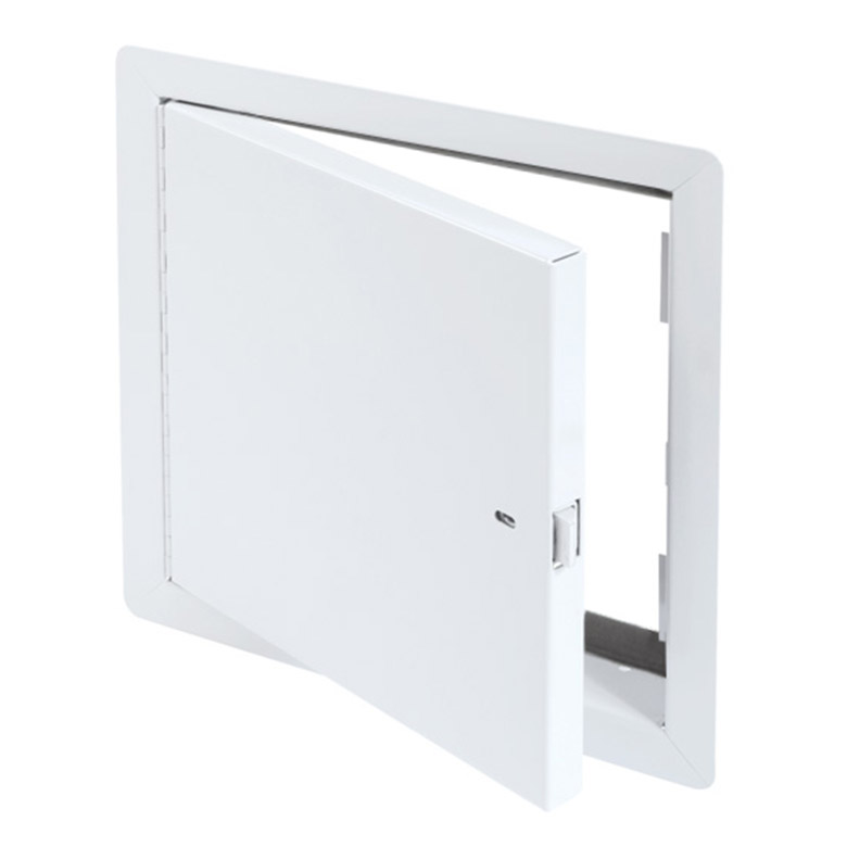 DRD-60- Draft Stop Access Door for Attic Application with Exposed Flange. Ring and self-latching tool-key operated slam latches. gasket