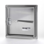 Fire-Rated Uninsulated Stainless Steel Access Door with Exposed Flange self-latching and ring tool-key operated slam