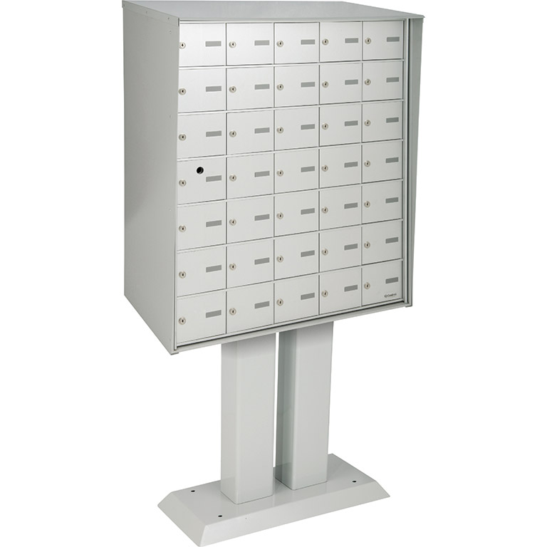 HE-500-00- Front-loading horizontal mailboxes. Pedestal model. For outdoor use. Meet or exceed Canada Post standards,