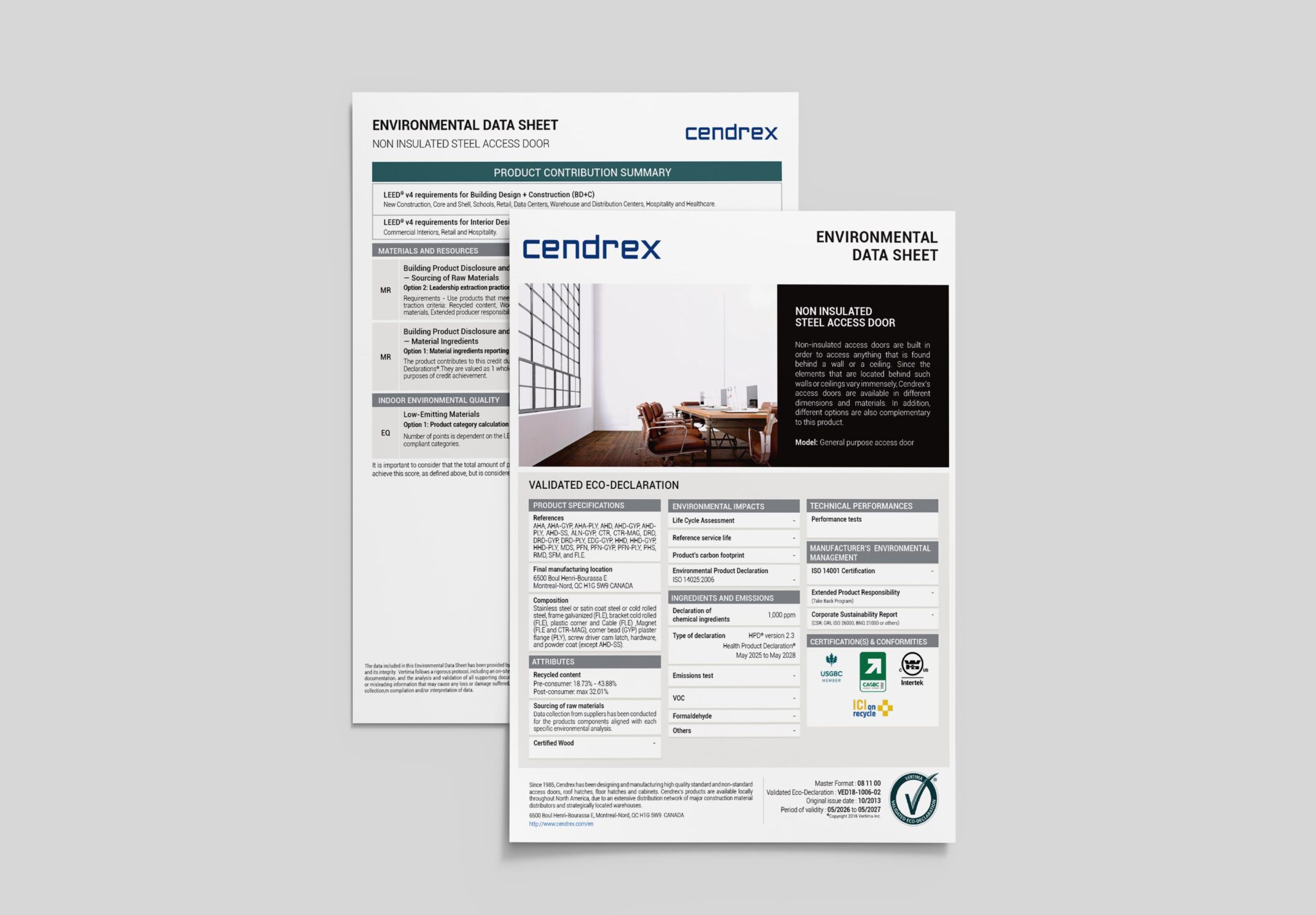 CENDREX_MOCKUP_ENVIRONMENTAL_DATA_SHEET